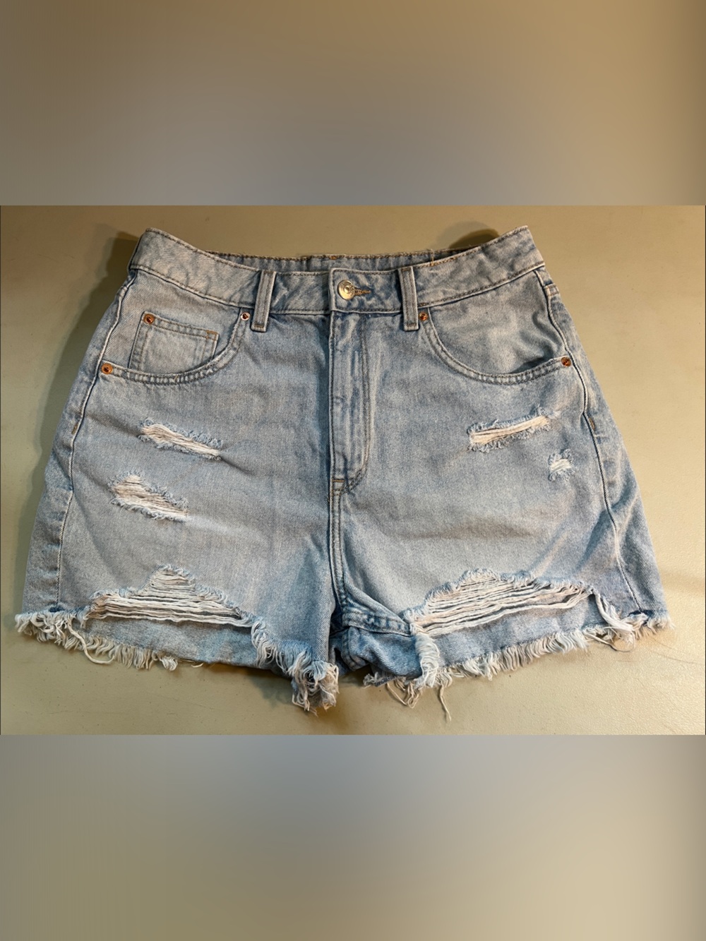 Divided Light Blue Ripped Denim Shorts
